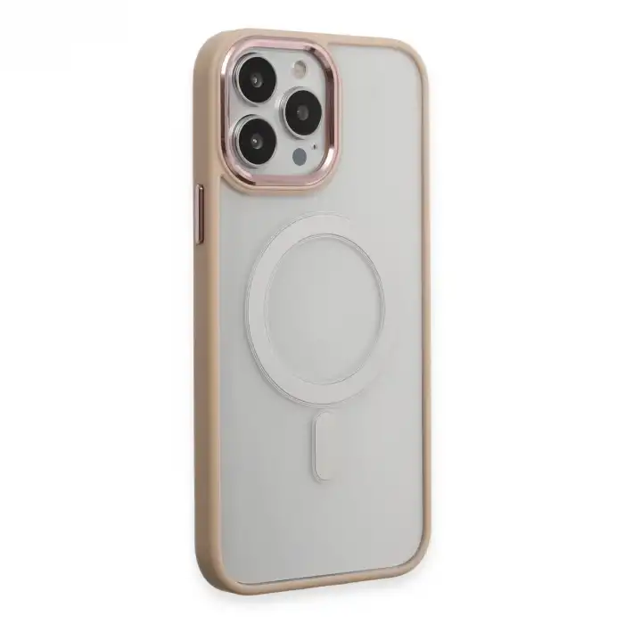 Apple İphone 15 Pro Max Kılıf Room Magneticsafe Silikon - Pudra