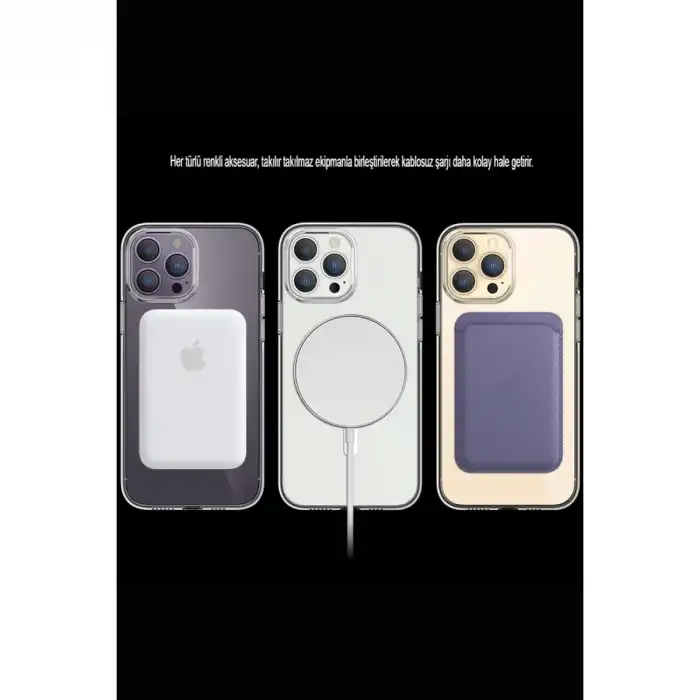 Apple İphone 15 Pro Max Kılıf Tron Şeffaf Magsafe Kapak - Şeffaf
