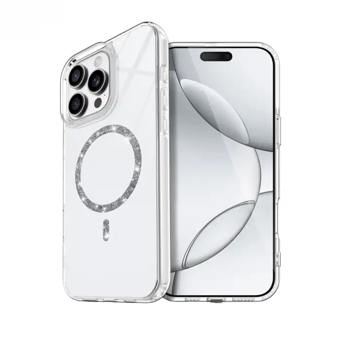 Apple İphone 15 Pro Max Live Diamond Magsafe Kapak - Şeffaf