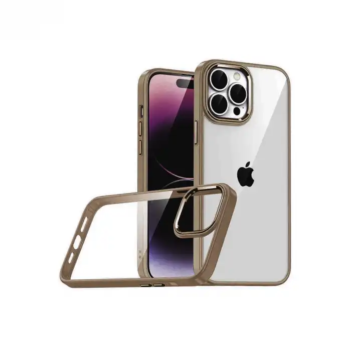 Apple İphone 15 Pro Max Razer Lensli Silikon - Çöl Titanyum