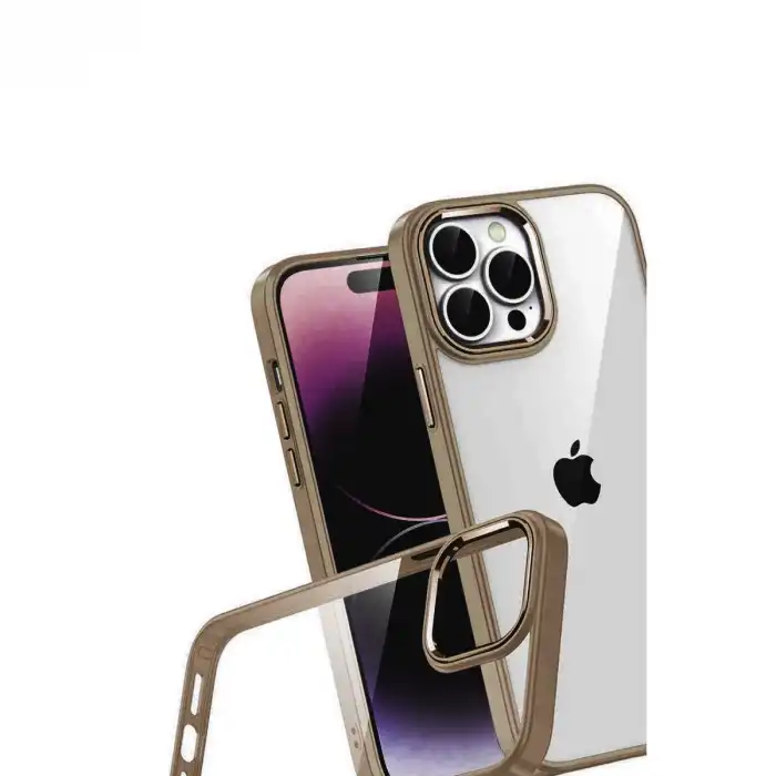 Apple İphone 15 Pro Max Razer Lensli Silikon - Çöl Titanyum