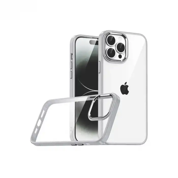 Apple İphone 15 Pro Max Razer Lensli Silikon - Gümüş