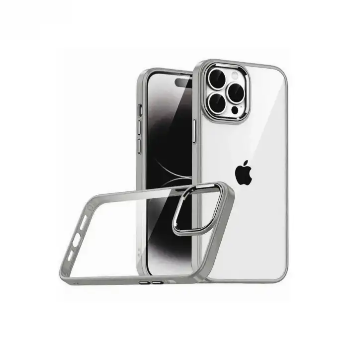 Apple İphone 15 Pro Max Razer Lensli Silikon - Titan Gri