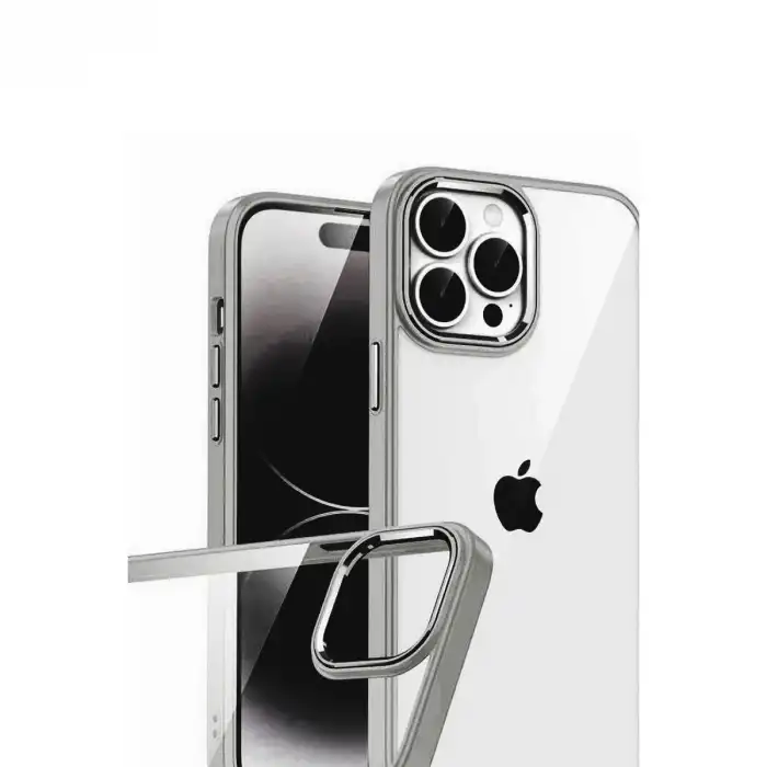 Apple İphone 15 Pro Max Razer Lensli Silikon - Titan Gri