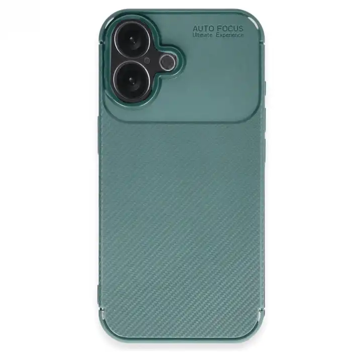 Apple İphone 16 Kılıf Auto Focus Karbon Kapak - Koyu Yeşil