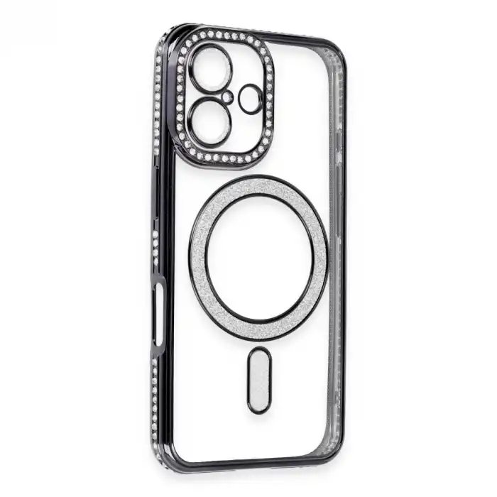 Apple İphone 16 Kılıf Joke Simli Magneticsafe Kılıf - Siyah