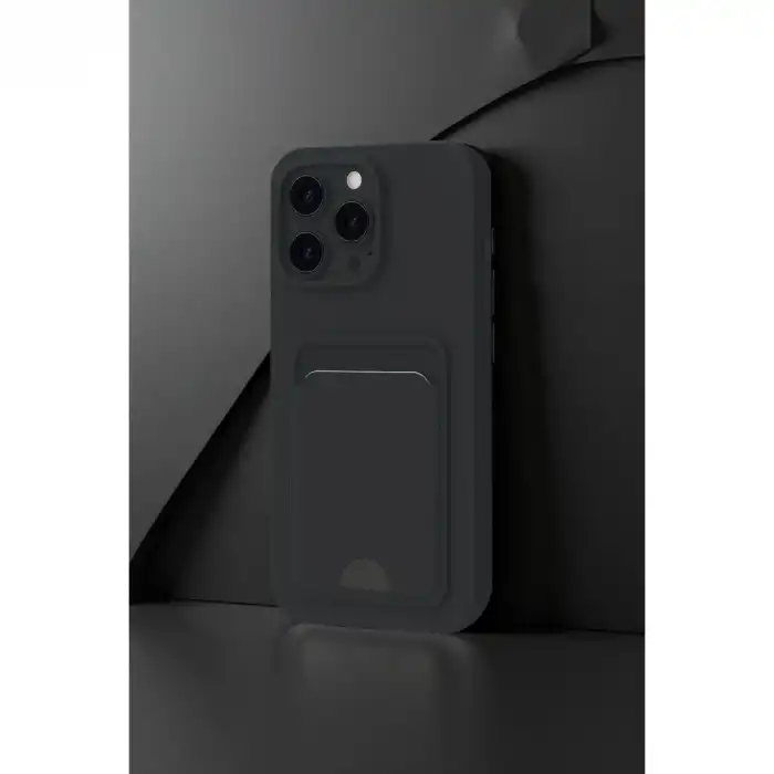 Apple İphone 16 Plus Kılıf Kelvin Kartvizitli Silikon - Siyah