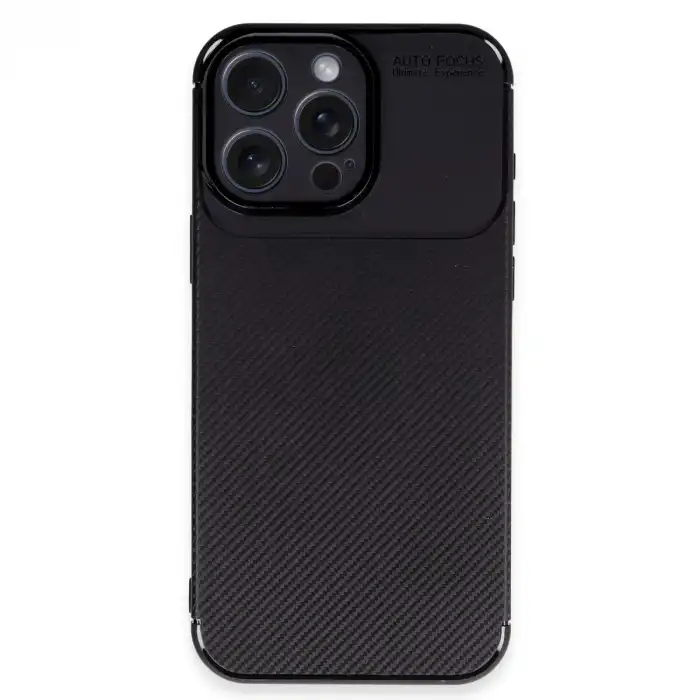 Apple İphone 16 Pro Kılıf Auto Focus Karbon Kapak - Siyah
