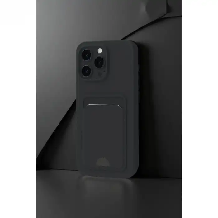 Apple İphone 16 Pro Kılıf Kelvin Kartvizitli Silikon - Siyah