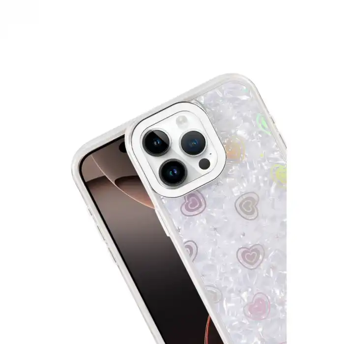 Apple İphone 16 Pro Lumi Desenli Kapak - Beyaz