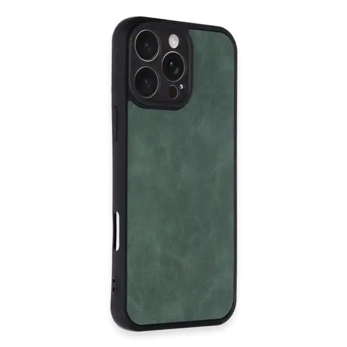Apple İphone 16 Pro Max Kılıf Aras Deri Kapak - Koyu Yeşil