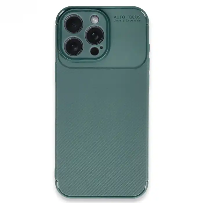 Apple İphone 16 Pro Max Kılıf Auto Focus Karbon Kapak - Koyu Yeşil