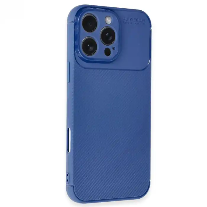 Apple İphone 16 Pro Max Kılıf Auto Focus Karbon Kapak - Lacivert