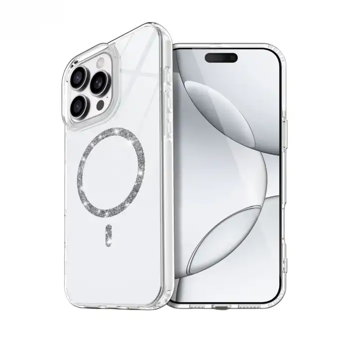 Apple İphone 16 Pro Max Live Diamond Magsafe Kapak - Şeffaf