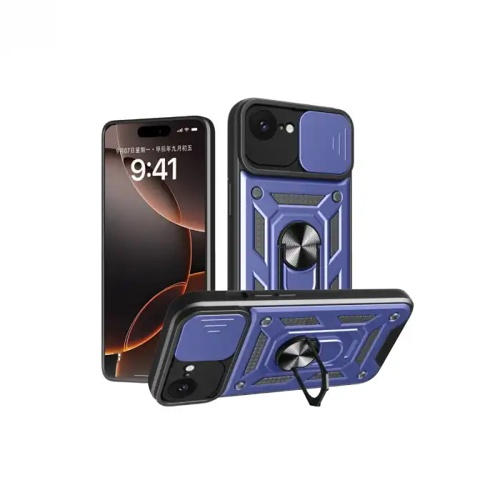 Apple İphone 16e Kılıf Pars Lens Yüzüklü Silikon - Lacivert