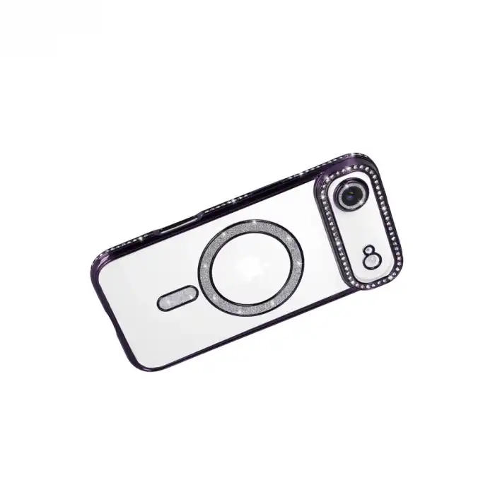 Apple İphone 17 Air Joke Simli Magneticsafe Kılıf - Derin Mor