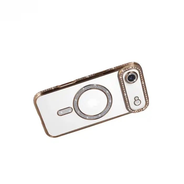 Apple İphone 17 Air Joke Simli Magneticsafe Kılıf - Gold