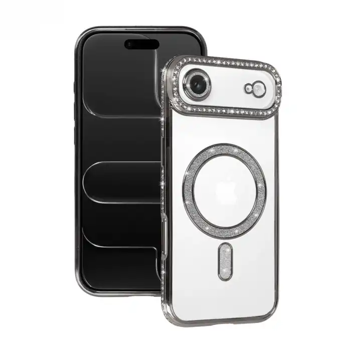 Apple İphone 17 Air Joke Simli Magneticsafe Kılıf - Gümüş