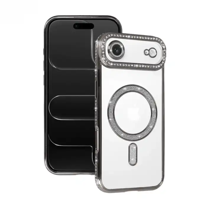 Apple İphone 17 Air Joke Simli Magneticsafe Kılıf - Gümüş