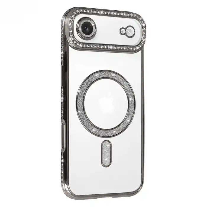 Apple İphone 17 Air Joke Simli Magneticsafe Kılıf - Gümüş