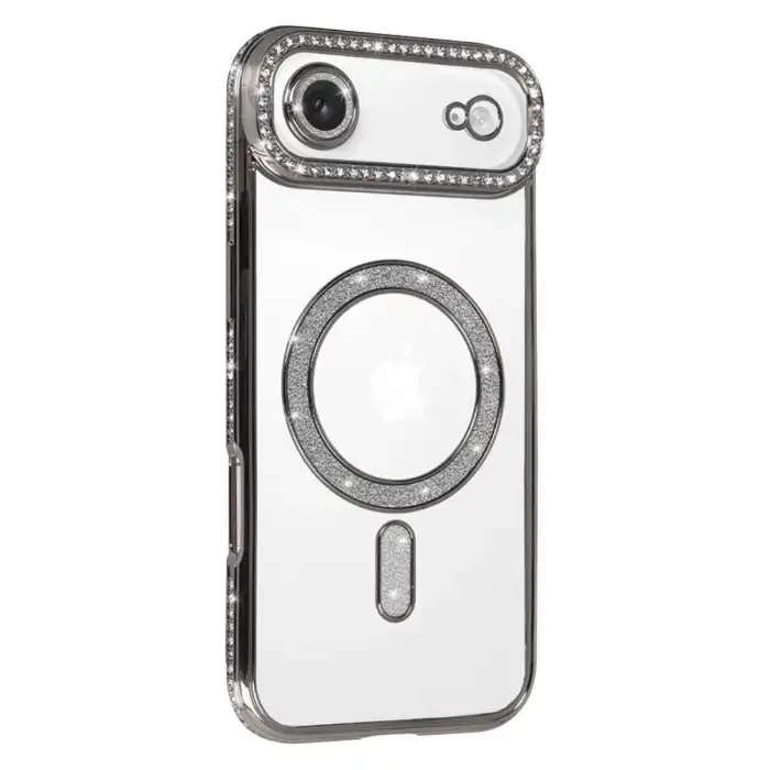 Apple İphone 17 Air Joke Simli Magneticsafe Kılıf - Gümüş