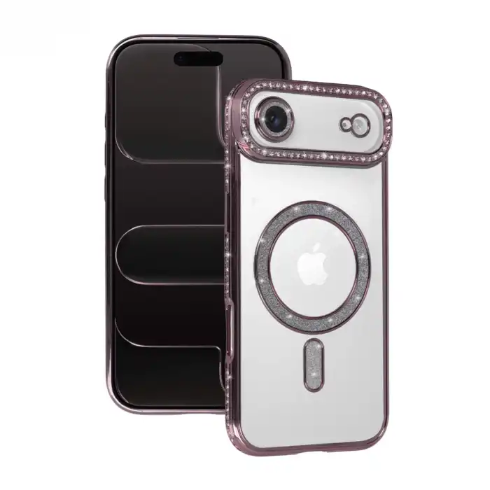 Apple İphone 17 Air Joke Simli Magneticsafe Kılıf - Pembe