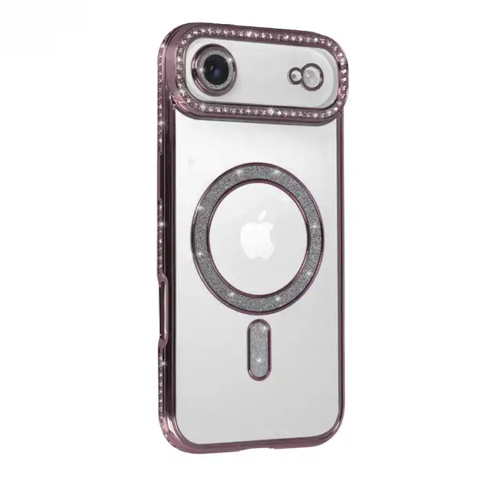 Apple İphone 17 Air Joke Simli Magneticsafe Kılıf - Pembe