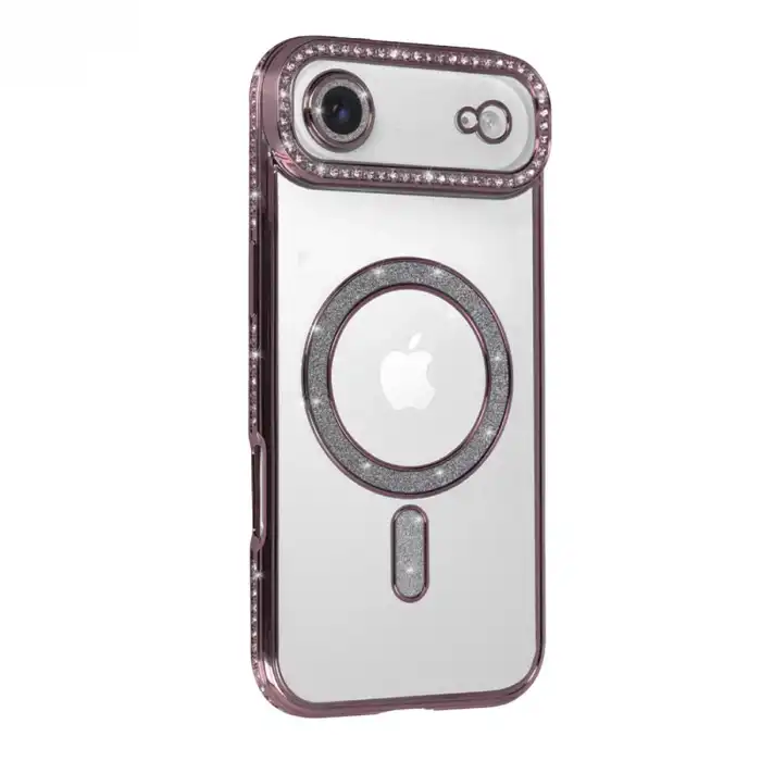 Apple İphone 17 Air Joke Simli Magneticsafe Kılıf - Pembe