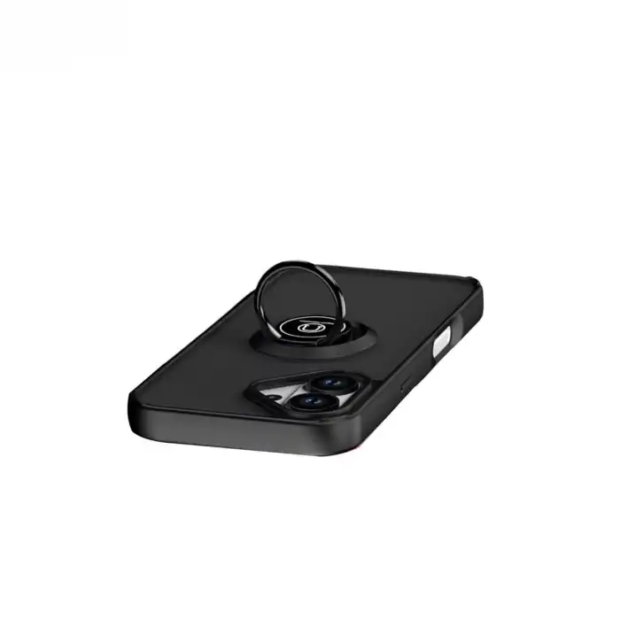 Apple İphone 17 Montreal Yüzüklü Silikon Kapak - Siyah