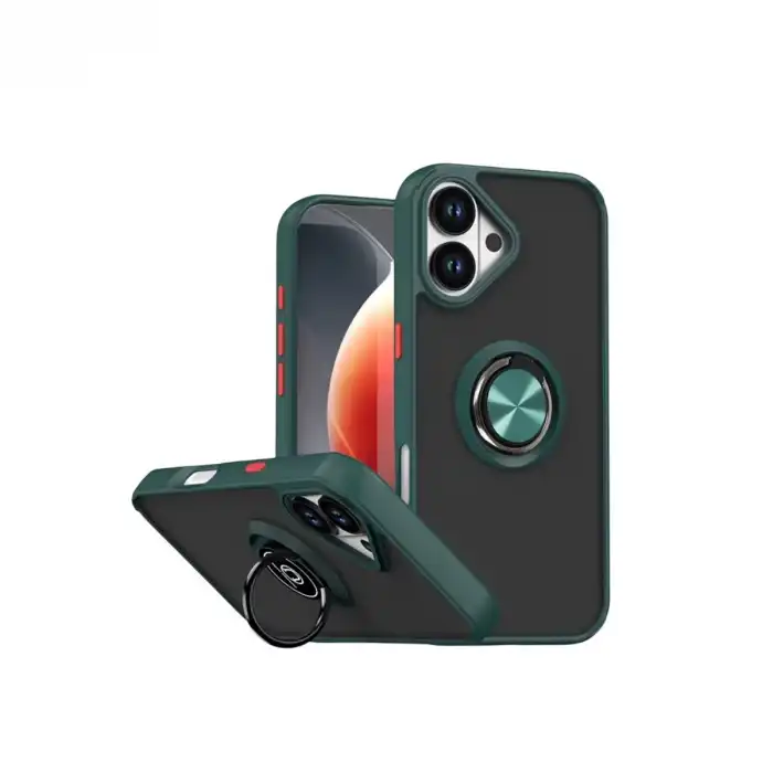 Apple İphone 17 Montreal Yüzüklü Silikon Kapak - Yeşil