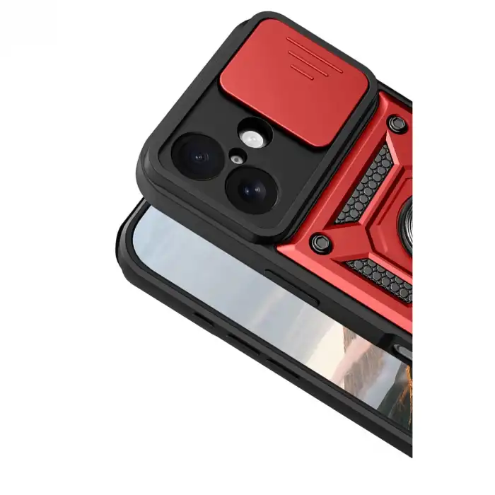 Apple İphone 17 Pars Lens Yüzüklü Silikon - Kırmızı