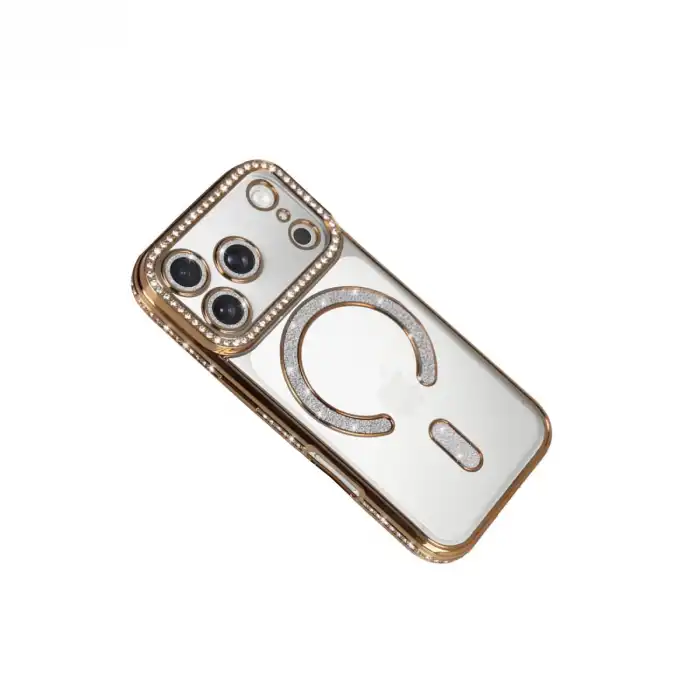 Apple İphone 17 Pro Joke Simli Magneticsafe Kılıf - Gold