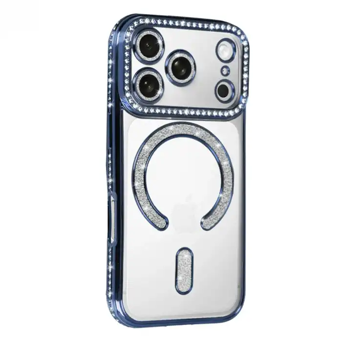 Apple İphone 17 Pro Joke Simli Magneticsafe Kılıf - Mavi