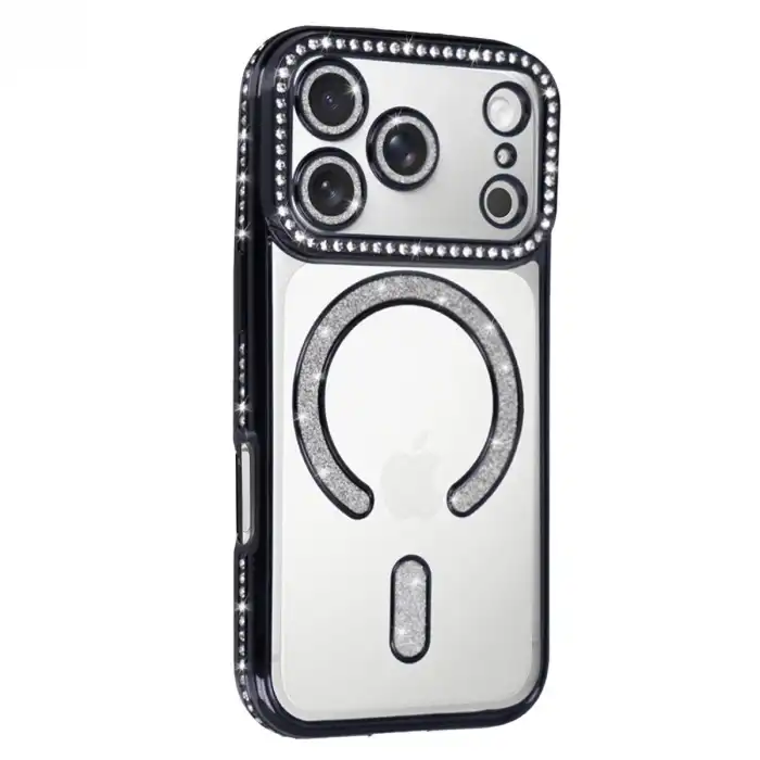 Apple İphone 17 Pro Joke Simli Magneticsafe Kılıf - Siyah