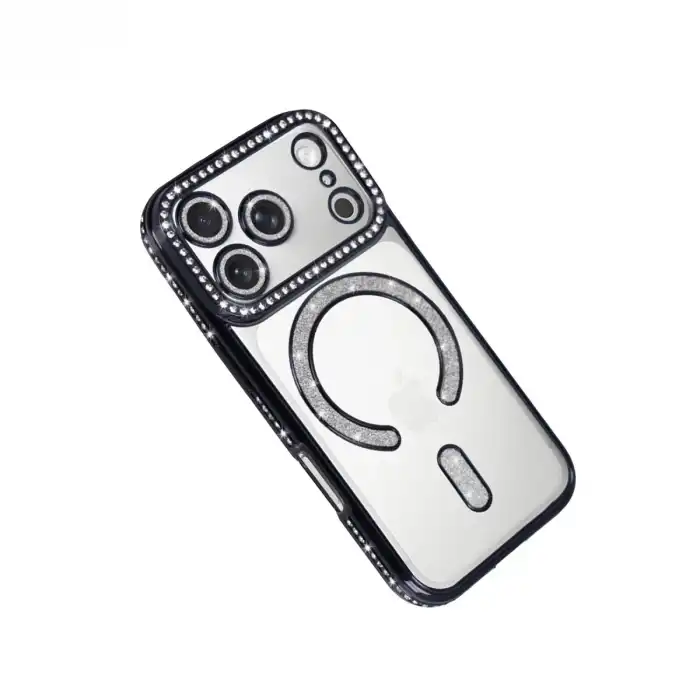 Apple İphone 17 Pro Joke Simli Magneticsafe Kılıf - Siyah