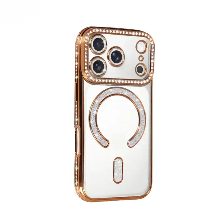 Apple İphone 17 Pro Joke Simli Magneticsafe Kılıf - Turuncu