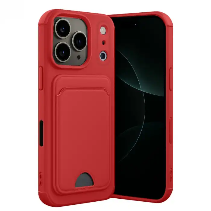 Apple İphone 17 Pro Kelvin Kartvizitli Silikon - Kırmızı