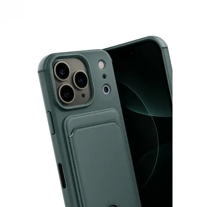 Apple İphone 17 Pro Kelvin Kartvizitli Silikon - Koyu Yeşil