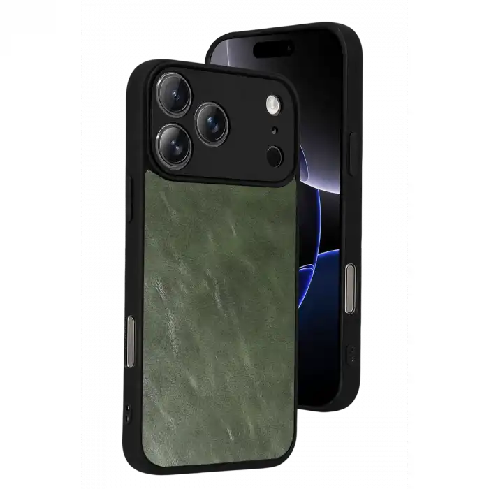 Apple İphone 17 Pro Max Aras Deri Kapak - Yeşil