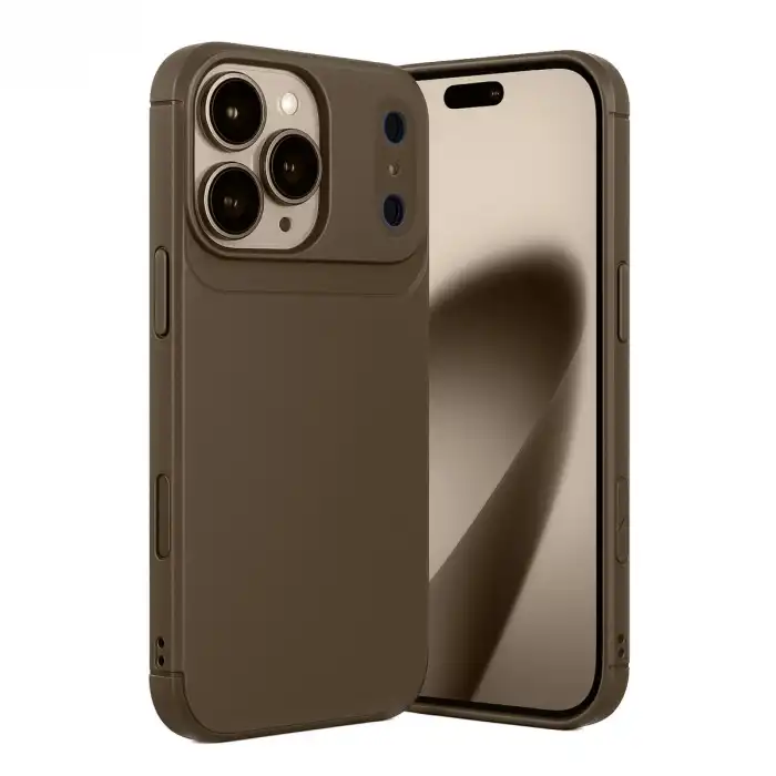 Apple İphone 17 Pro Max Auto Focus Karbon Kapak - Kahverengi