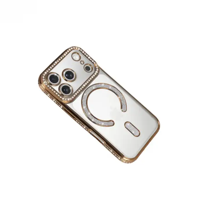 Apple İphone 17 Pro Max Joke Simli Magneticsafe Kılıf - Gold