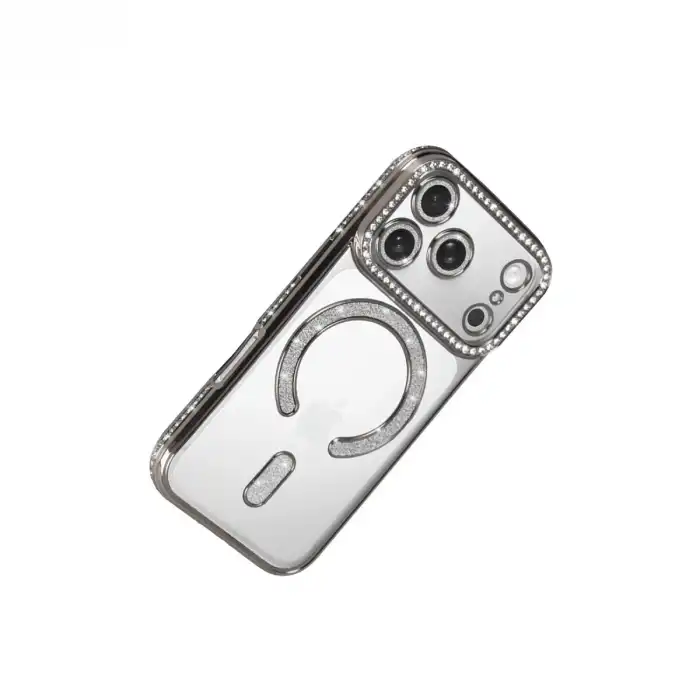 Apple İphone 17 Pro Max Joke Simli Magneticsafe Kılıf - Gümüş