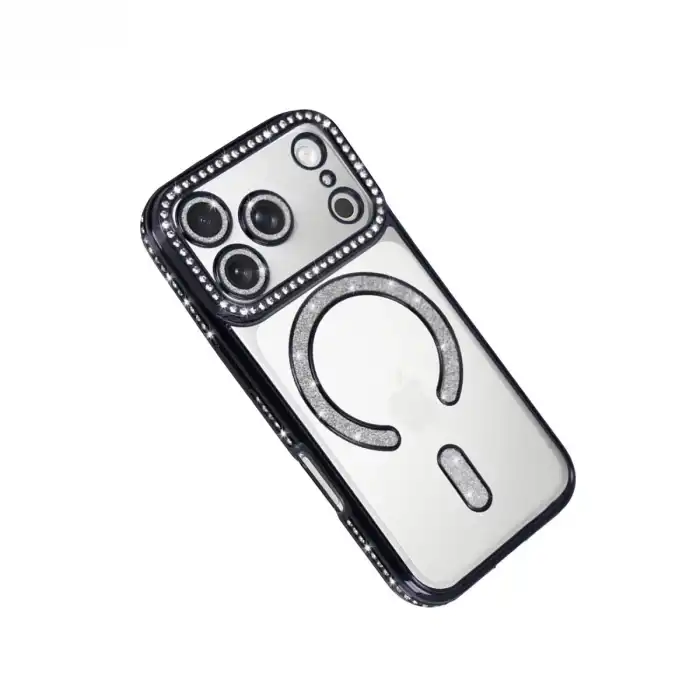 Apple İphone 17 Pro Max Joke Simli Magneticsafe Kılıf - Siyah