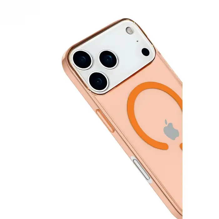 Apple İphone 17 Pro Max Kılıf Pc Real Magsafe Kapak - Turuncu