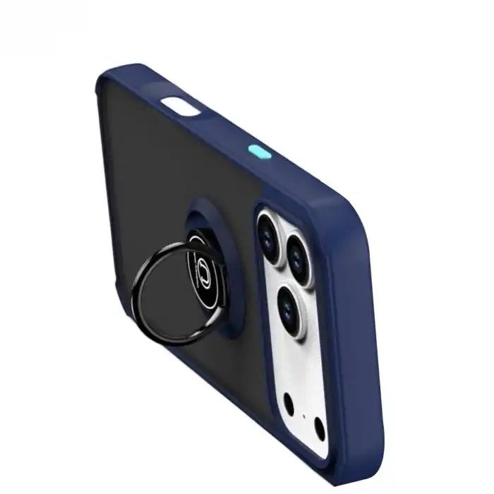 Apple İphone 17 Pro Max Montreal Yüzüklü Silikon Kapak - Lacivert