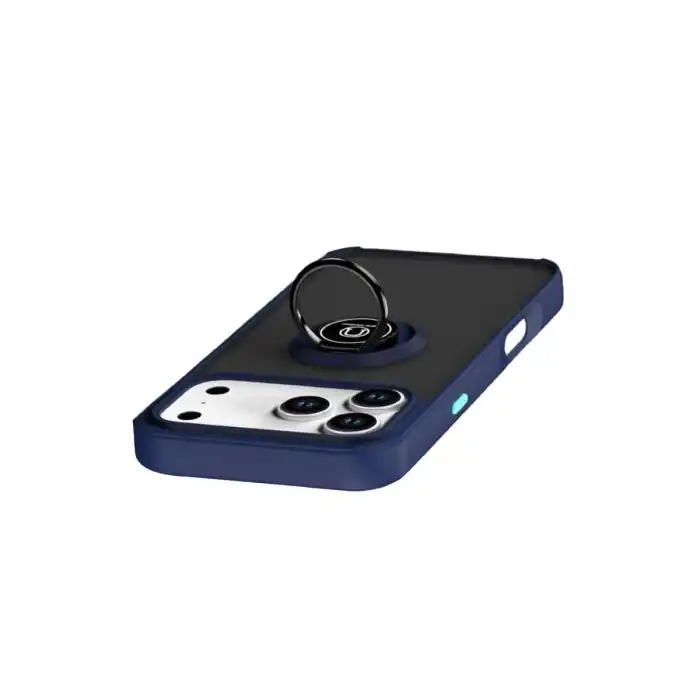 Apple İphone 17 Pro Max Montreal Yüzüklü Silikon Kapak - Lacivert