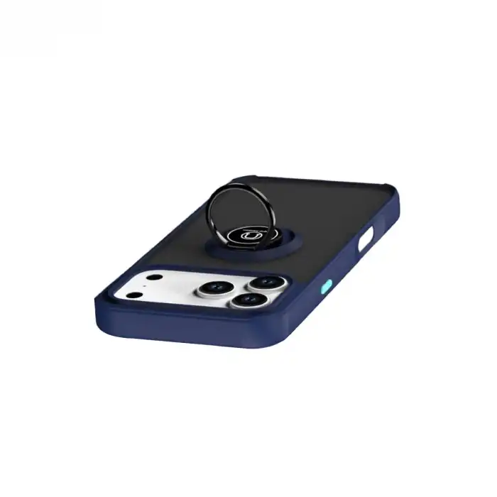 Apple İphone 17 Pro Montreal Yüzüklü Silikon Kapak - Lacivert