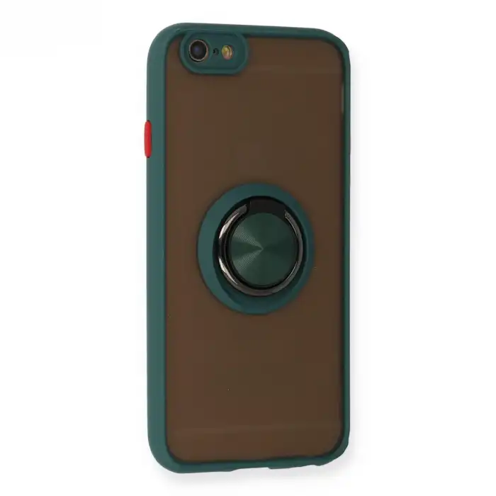 Apple İphone 6 Kılıf Montreal Yüzüklü Silikon Kapak - Yeşil