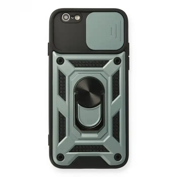 Apple İphone 6 Kılıf Pars Lens Yüzüklü Silikon - Yeşil