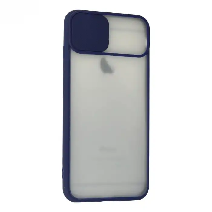 Apple İphone 6 Plus Kılıf Palm Buzlu Kamera Sürgülü Silikon - Lacivert